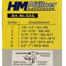 HM Müllner törtcsavar kiszedő készlet 6 részes, CrV (M3-6, M6-8, M8-11, M11-14, M14-18, M18-25mm), SA6