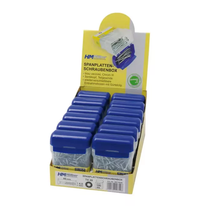 HM Müllner TX-facsavar csomag visszazárható műanyag dobozan 3,5x30mm 320db, SBT3530