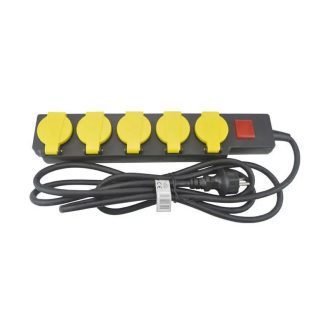   HM Müllner hosszabbító-elosztó 5 csatlakozó, 3m, kapcsolható, fedőlapos, fekete, IP44, SDB5SA