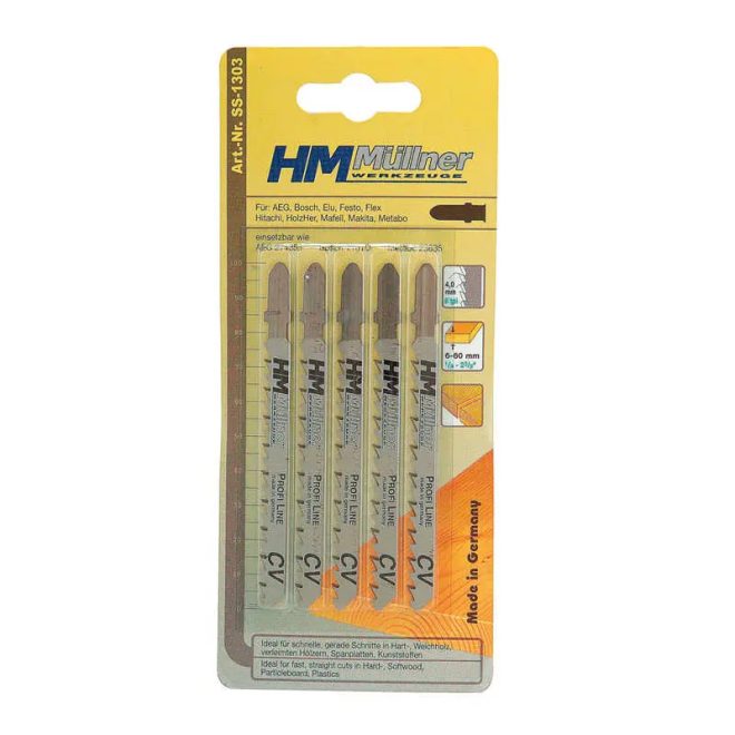 HM Müllner dekopírfűrészlap, szúrófűrészlap CV, 5db/csom 100x75x4x6x8x1,45mm Vágási vastagság 10-45mm, SS-1303