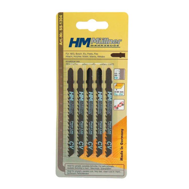 HM Müllner dekopírfűrészlap, szúrófűrészlap CV, 5db/csom 100x75x4x6x8x1,25mm Vágási vastagság 5-50mm, gyors, egyenes vágás, SS-1304