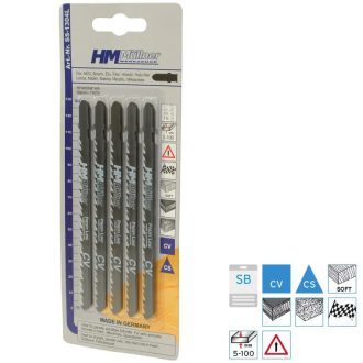   HM Müllner dekopírfűrészlap, szúrófűrészlap CV, 5db/csom 132x110x4x6x8x1,45mm Vágási vastagság 5-100mm, SS-1304L