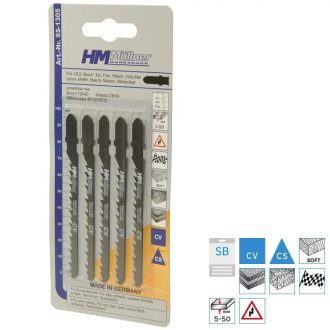   HM Müllner dekopírfűrészlap, szúrófűrészlap CV, 5db/csom 100x75x4x6x8x1,25mm Vágási vastagság 5-50mm, gyors ívvágás, SS-1305