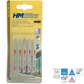   HM Müllner dekopírfűrészlap, szúrófűrészlap HSS, 5db/csom 75x50x1,2x21x8x1,00mm Vágási vastagság 1-3mm, acéllemezek, SS-1311