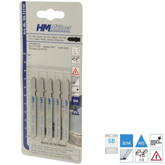   HM Müllner dekopírfűrészlap, szúrófűrészlap HSS-BI-Metal, 5db/csom 75x50x1,2x21x8x1,00mm Vágási vastagság 1-3mm, rozsdamentes acél, acéllemez, SS-1311F