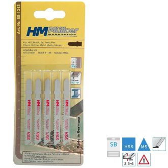   HM Müllner dekopírfűrészlap, szúrófűrészlap HSS, 5db/csom 75x50x2x12x8x1,00mm Vágási vastagság 2,5-6mm,acéllemezek, SS-1313