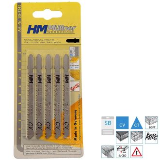   HM Müllner dekopírfűrészlap, szúrófűrészlap CV, 5db/csom 100x75x3x8x8x1,45mm Vágási vastagság 6-30mm, SS-1345