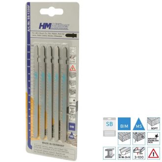   HM Müllner dekopírfűrészlap, szúrófűrészlap HSS-BI-metal 5db 132x110x1,8-2,5x10-14x8x1,27mm Vágási vastagság 3-100mm, inox, Fém/acél, színesfémek/alumínium, SS-1350F