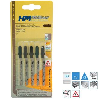   HM Müllner dekopírfűrészlap, szúrófűrészlap CV, 5db/csom 75x50x1,3x20x8x1,25mm Vágási vastagság 2-20mm, SS-1371