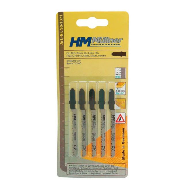 HM Müllner dekopírfűrészlap, szúrófűrészlap CV, 5db/csom 75x50x1,3x20x8x1,25mm Vágási vastagság 2-20mm, SS-1371