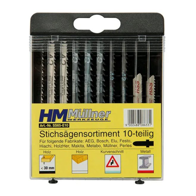 HM Müllner dekopírfűrészlap, szúrófűrészlap választék CV, HSS, 10 részes, SS65-E10