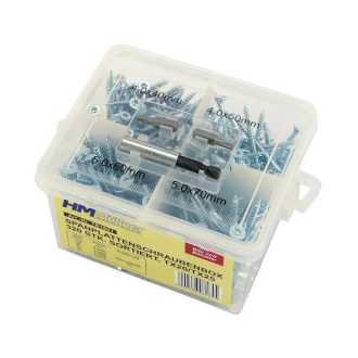   HM Müllner TX forgácslap, USB csavar műanyag dobozban 4 féle, 980db/készlet, TB1602