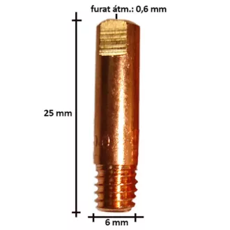 Áramátadó, fúvóka M6x25mm-0,6mm normál, 0625