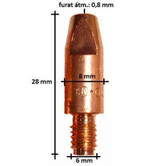 Áramátadó, fúvóka M6x8x28mm-0,8mm erősített, 0828
