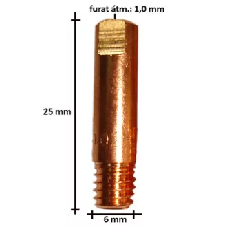 Áramátadó, fúvóka M6x25mm-1,0mm normál, 1025