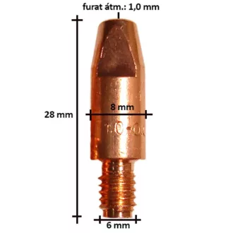 Áramátadó, fúvóka M6x8x28mm-1,0mm erősített, 1028