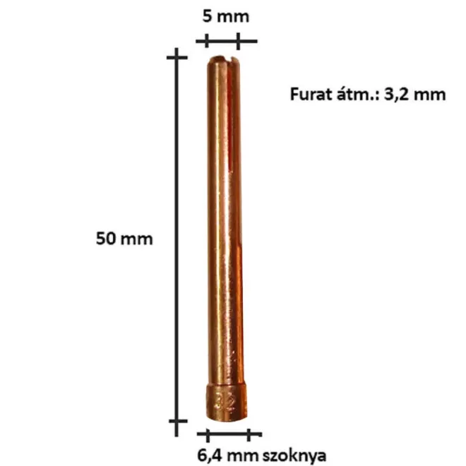 Wolfram szorító, befogó patron SR26 3,2mm, 717.04.32