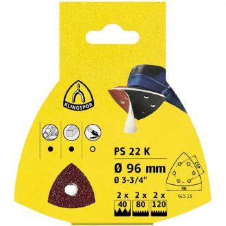   Klingspor delta tépőzáras csiszoló 96mm P180-GLS15(6lyuk)-PS 22 K gyűjtőcsomag (5db) fa,általános fém, 241660