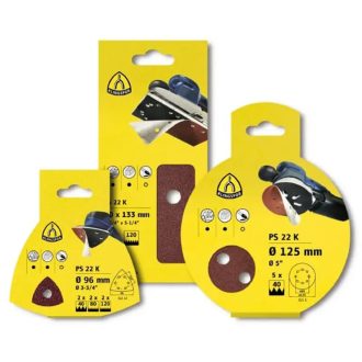   Klingspor tépőzáras csiszolólap-papír alapú 96mm 2xP40/2xP80/2xP120-GLS15(6lyuk)-PS 22 gyűjtőcsomag (6db) fa,általános fém, 241662