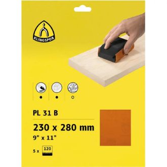   Klingspor csiszolólap-finispapír A/4-230x280mm P60-PL 31 B gyűjtőcsomag (5db) festék/lakk/kitt,fa, 241777