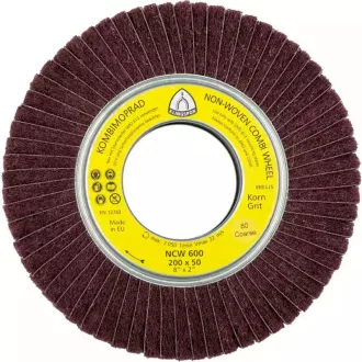   Klingspor lamellás kombinált csiszolókorong vlies-mop 200x50x68,2mm P150 közepes-vörös-NCW600-inox,áltfém, 258915