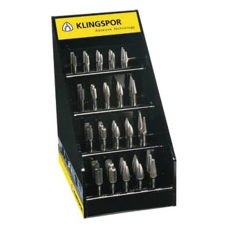   Klingspor turbómaró, keményfém maró 40db-os készlet 335x225x380mm, 6-os fogazás, zárható Klingspor bemutató dobozban, HF 100 készlet, 300627