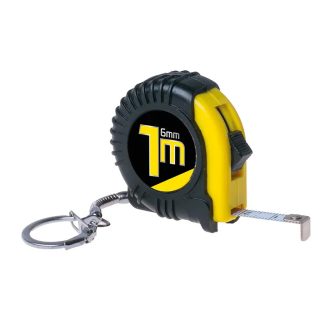 Lev mérőszalag 1mx6mm, kulcstartós, sárga/fekete, 11425