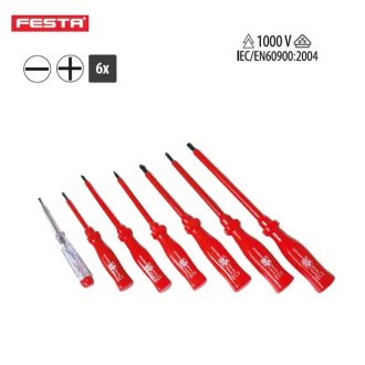   Lev Festa csavarhúzó készlet 6 részes, FL, PH, szigetelt, 1000V, fázisceruzával, 18410