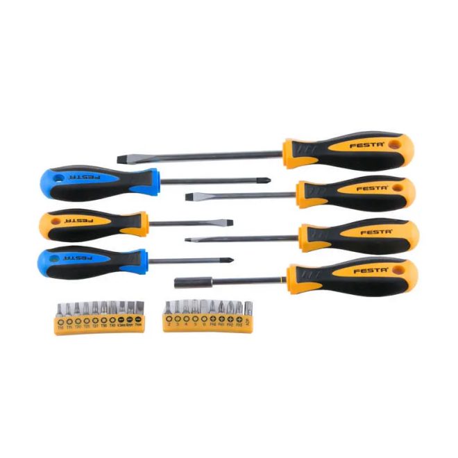 Lev Festa csavarhúzó készlet bitfejjel 27 részes, FL, PH, T, H, mágneses S2, 18422