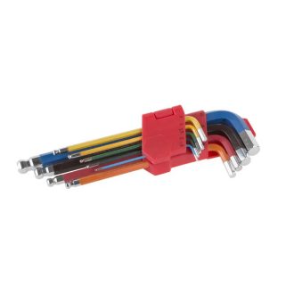   Lev Festa imbuszkulcs készlet 9 részes hatlapú 1,5-10mm, gömbfejű, színes, CrV, 18500