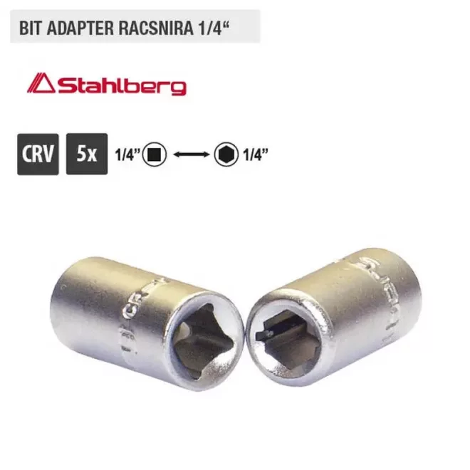 Lev Stahlberg bit-dugókulcs adapter 1/4"négyszögű-1/4" hatlapfejű, mágneses, CrV, 5db, 18619