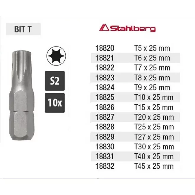 Lev Stahlberg bitfej T15, 25mm, S2, 10db, 18826