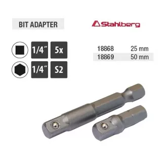 Lev Stahlberg bit adapter 1/4", 50mm, S2, 5db, 18869