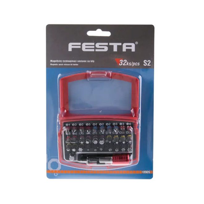 Lev Festa bit és adapter készlet 32 részes, 1/4˝ hatlapú, S2, mágneses, 18905