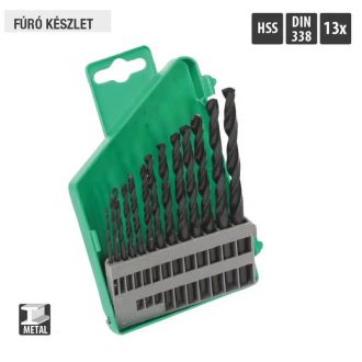   Lev fúrószár, fémcsigafúró készlet DIN 338 HSS 1,50- 6,50mm, 13 részes, hengerelt, fém, 20300