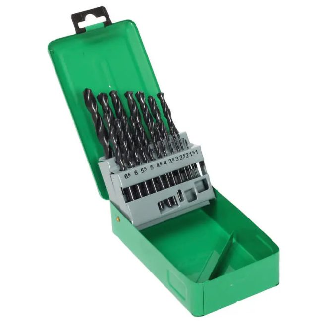 Lev fúrószár, fémcsigafúró készlet DIN 338 HSS 1,00- 10,00mm, 19 részes, hengerelt, fém, 20305