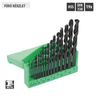   Lev fúrószár, fémcsigafúró készlet DIN 338 HSS 1,00- 13,00mm, 19 részes, hengerelt, fém, 20310