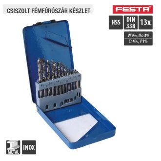   Lev Festa fúrószár, fémcsigafúró készlet DIN 338 HSS 1,50- 6,50mm,13 részes, csiszolt, fém-inox, 20333