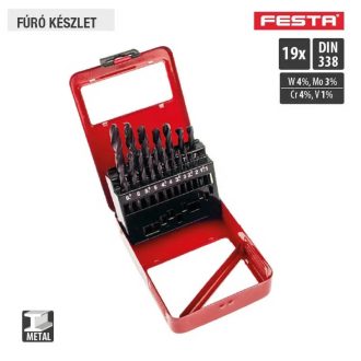   Lev fúrószár, fémcsigafúró készlet DIN 338 HSS 1,00- 10,00mm, 4341-es, 19 részes, fém, 20337