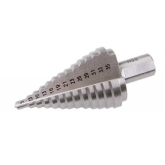   Lev léptető fúrószár DIN 1412C HSS 5-35mm 13 lépcsős, ALU, fém, műanyag, 20488