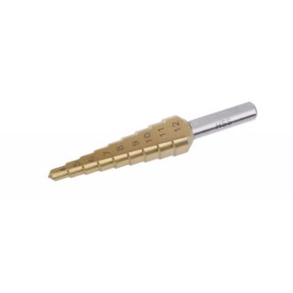   Lev Festa léptető fúrószár DIN 1412C HSS TITAN 4-12mm 8 lépcsős, ALU, fém-inox, műanyag, 20489