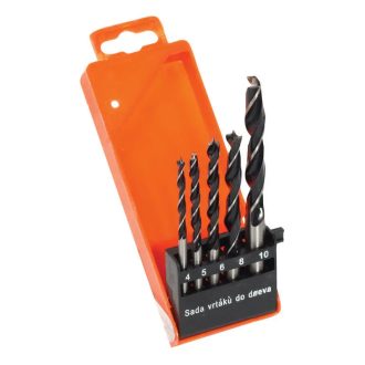   Lev fafúró/csigafúró fához készlet 5 részes 4/5/6/8/10mm, műanyag dobozban, 20905