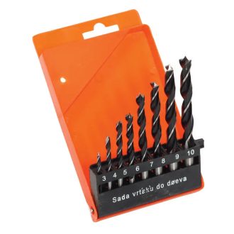   Lev fafúró/csigafúró fához készlet 8 részes 3/4/5/6/7/8/9/10mm, műanyag tok, 20910