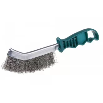   Lev kézi drótkefe 270mm, műanyag nyél, íves, hullámos, inox, rozsdamentes acél, zöld, 22036