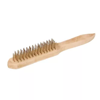   Lev kézi drótkefe 300mm, fa nyelű, 4 soros, réz bevonattal, 22079