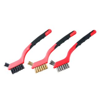   Lev kézi drótkefe 3 részes, műanyag nyél, nylon, inox, sárgaréz szálas, 22086