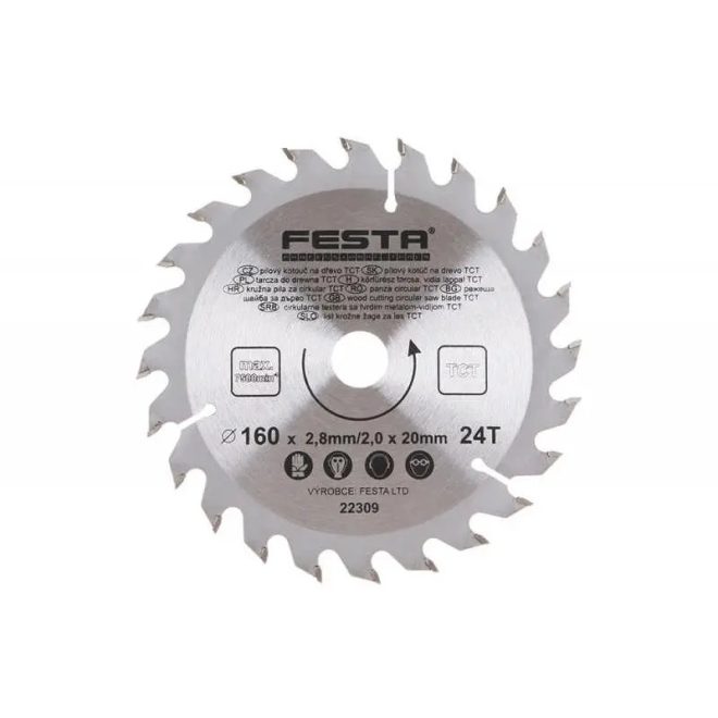 Lev Festa TCT körfűrész tárcsa, körfűrészlap 160x20mm, Z48, fához, Vídia lappal, 22312