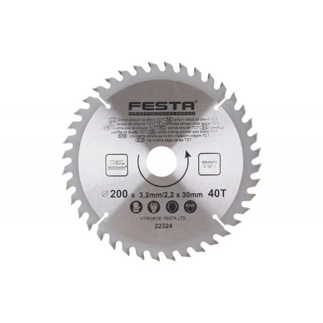 Lev Festa TCT körfűrész tárcsa, körfűrészlap 200x30mm, Z24, fához, Vídia lappal, 22322