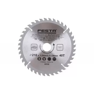  Lev Festa TCT körfűrész tárcsa, körfűrészlap 210x30mm, Z40, fához, Vídia lappal, 22332