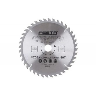   Lev Festa TCT körfűrész tárcsa, körfűrészlap 250x30mm, T40, fához, Vídia lappal, 2 db szűkítő gyűrűvel, 22335